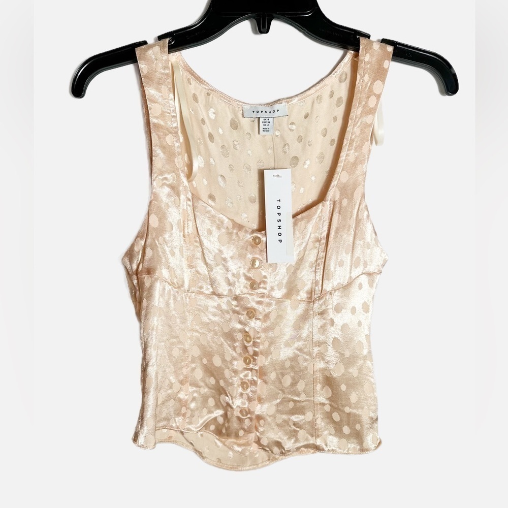 NWT Topshop Satin Button Front Tank Top